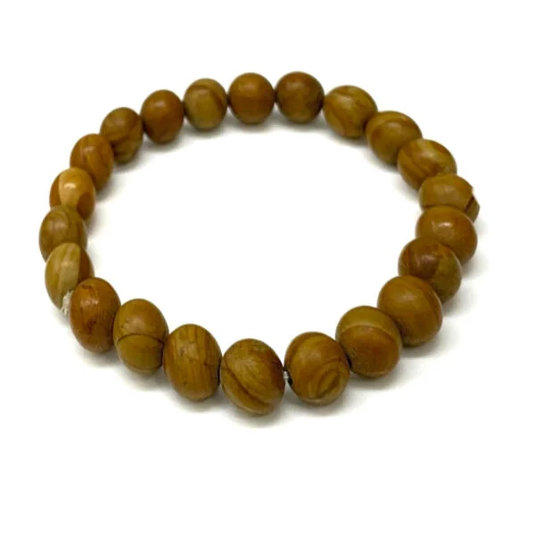 Wood Jasper Round Beads 8mm Stretch Bracelet For Boys & Girls