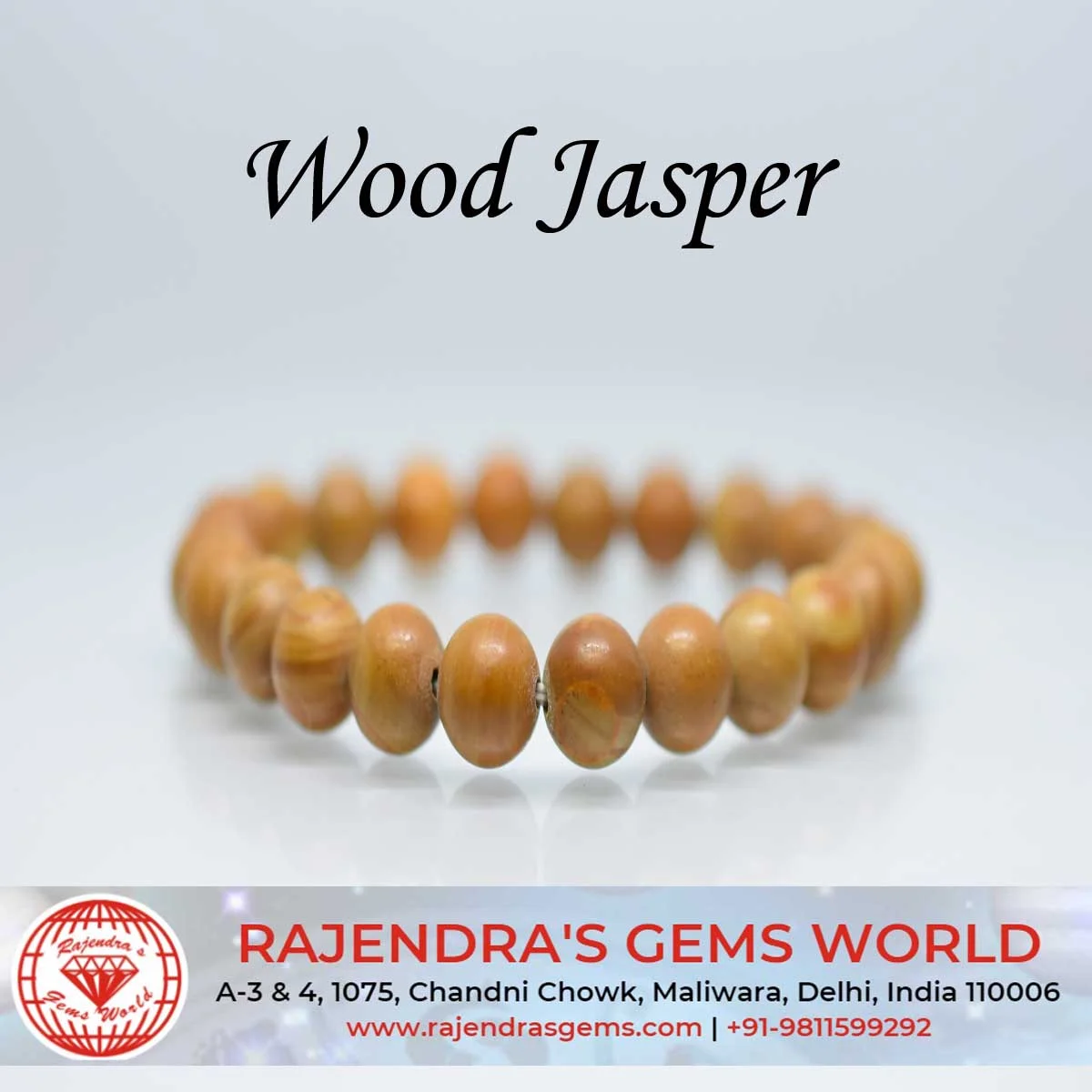 Wood Jasper Round Beads 8mm Stretch Bracelet For Boys & Girls