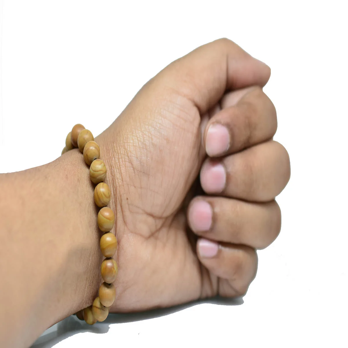 Wood Jasper Round Beads 8mm Stretch Bracelet For Boys & Girls