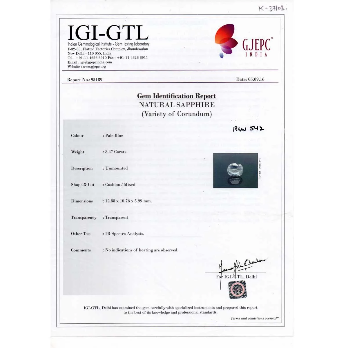 8.47 Carats White Sapphire ( 9.41 Ratti Safed Pukhraj ) - Image 5
