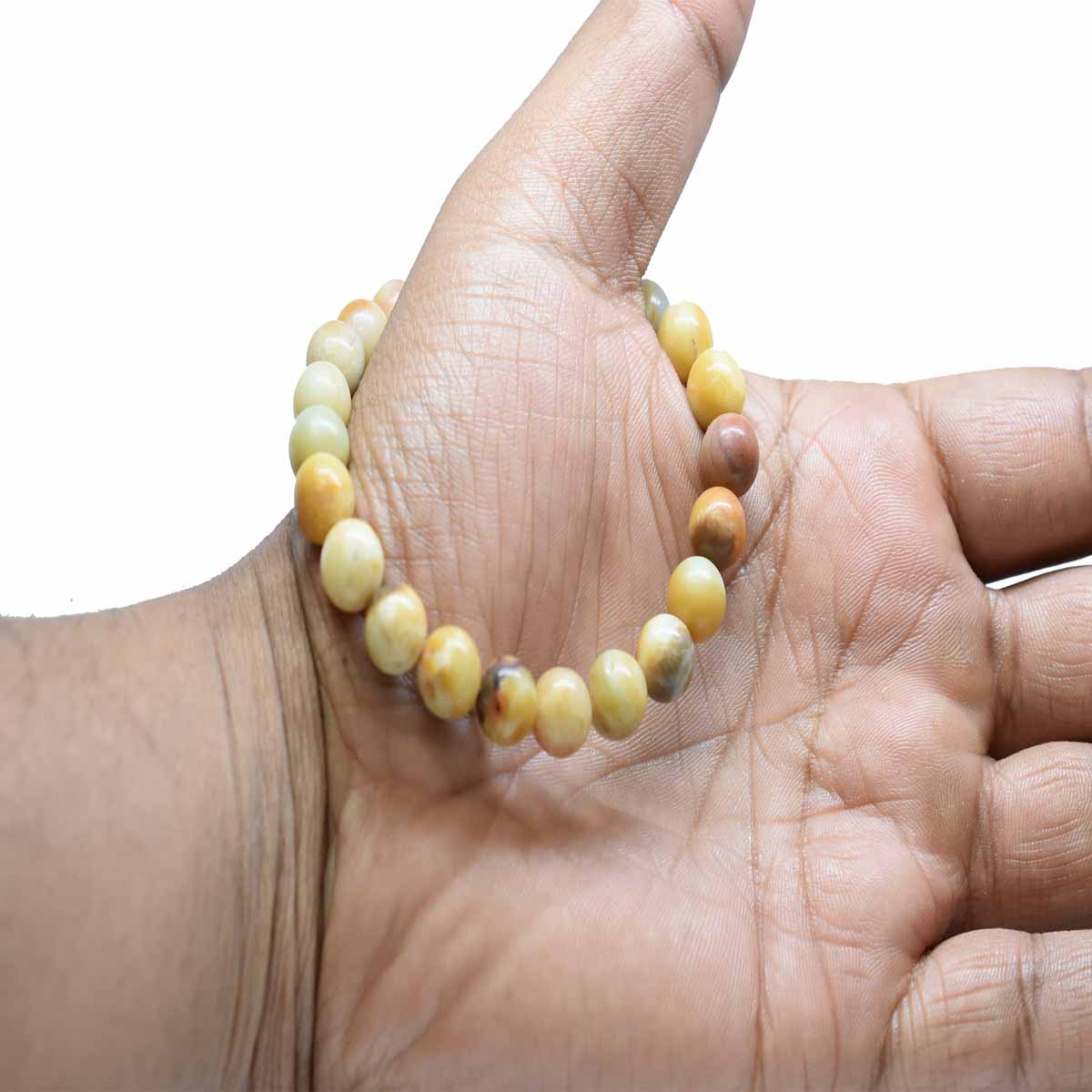 Handmade Yellow Jasper Gemstone 8mm Round Beads Bracelet