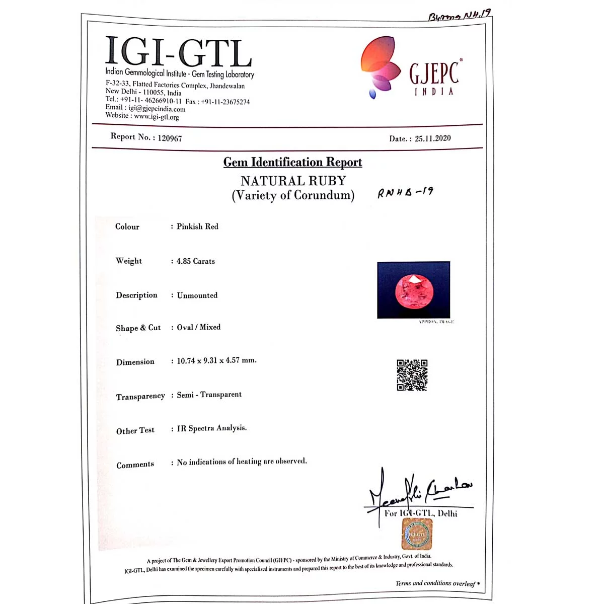 4.85 Carats Ruby ( 5.39 Ratti Manak ) - Image 4