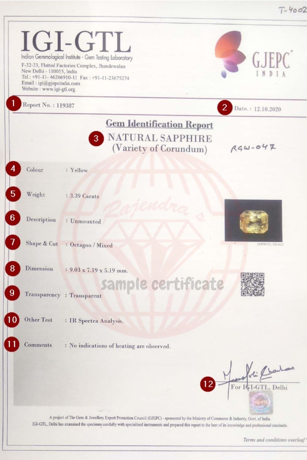 understanding gemstone certification report by gjepc rajendras gems delhi