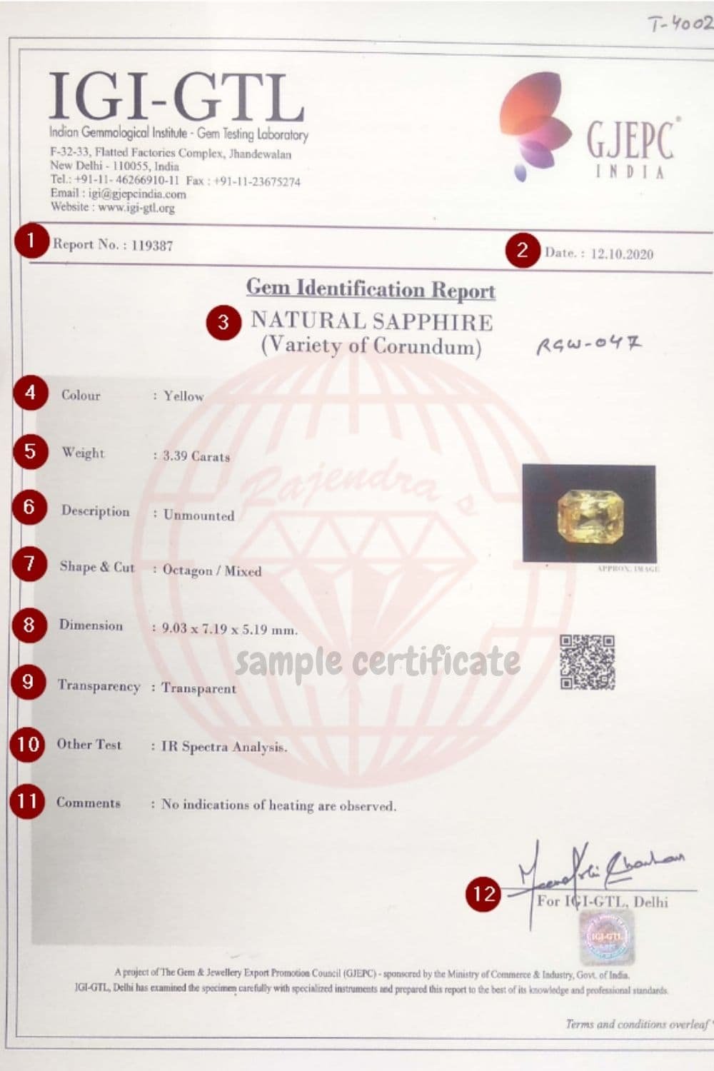 understanding gemstone certification report by gjepc rajendras gems delhi